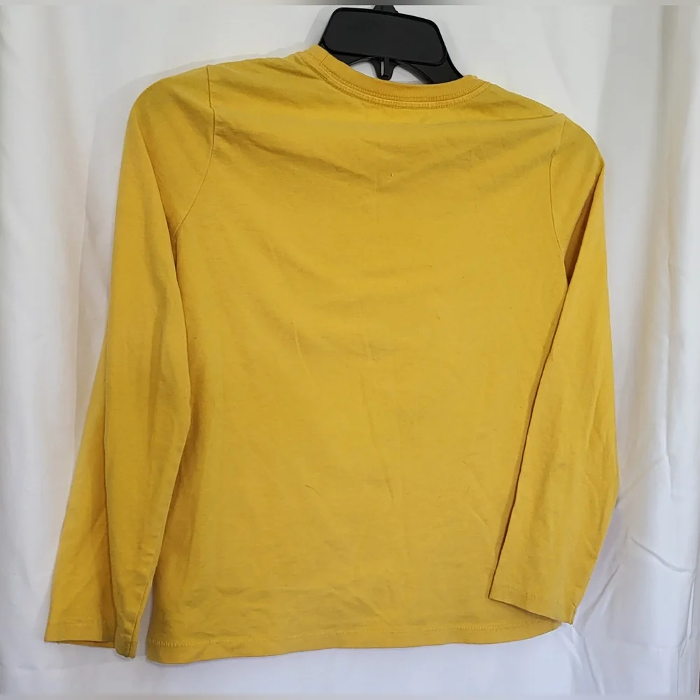 Gap Kids Boys Yellow 3 Shark‎ Sequin Crew Neck Long Sleeve Cotton T-shirt Medium